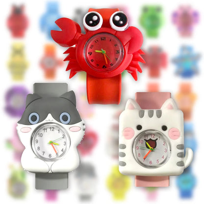 30 Cartoon Style Children’s Watches Colorful Bend Slap Strap Kids Watch Girl Boy Christmas Party Gift Random Style
