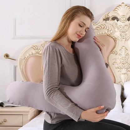 Multi-functional V-Shaped Nursing Pillow for Pregnancy - Side Sleeping Lumbar Cushion, Comfortable Solid Maternity Pillow