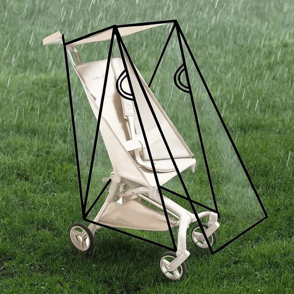 Transparent Baby Umbrella Stroller Rainproof Cover Waterproof Windproof Pocket Stroller Rain Cover with Unobstructed View for Travel