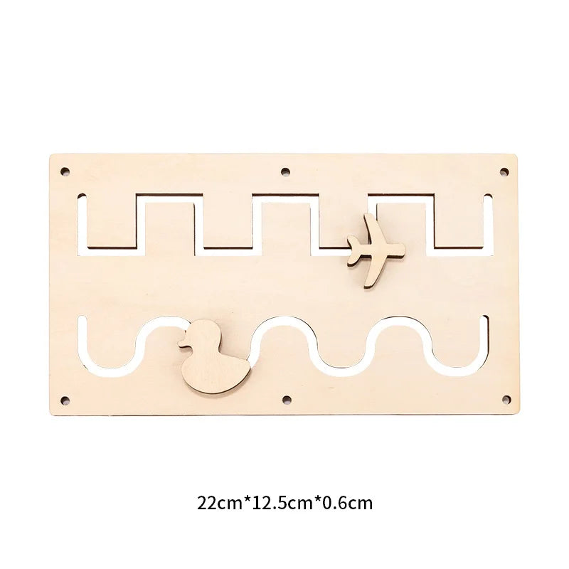 Baby Montessori Busy Board DIY Wooden Toy – Accessories with Robot, Lock, Gear, Horn, and Zipper, Educational Graffiti Toy for Children Gifts