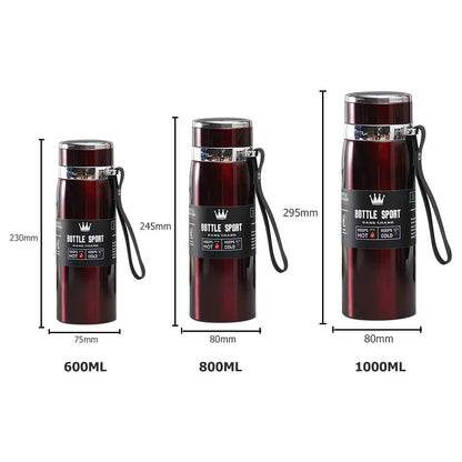 Trebalena 1000ml (34 fl oz) Stainless Steel Vacuum Thermos — Double-Wall Insulated Leakproof Travel Coffee & Tea Bottle