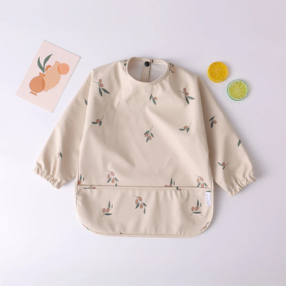 Baby Toddler Long Sleeve Waterproof Art Smock Feeding Bib with Pocket – Scarf Apron, Burp Cloth & Bandana Bib for Boys and Girls - Kidzy Market