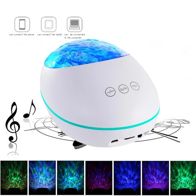 A44U Musical LED Baby Night Light Ocean Projector Bluetooth Galaxy Night Lamp White