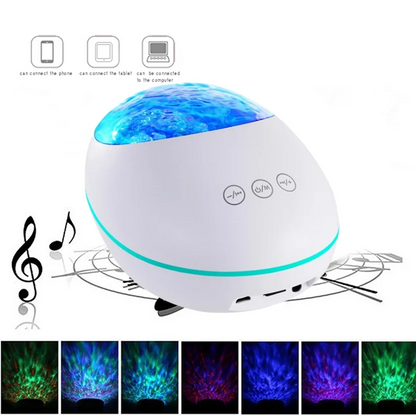 A44U Musical LED Baby Night Light Ocean Projector Bluetooth Galaxy Night Lamp White