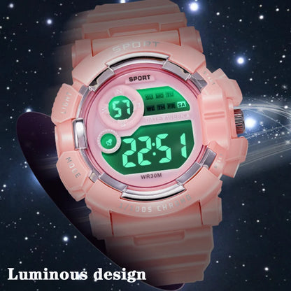 YIKAZE Kids Fashion Luminous Waterproof Alarm Clock Watch for Boys and Girls Student Smart Electronic Gift