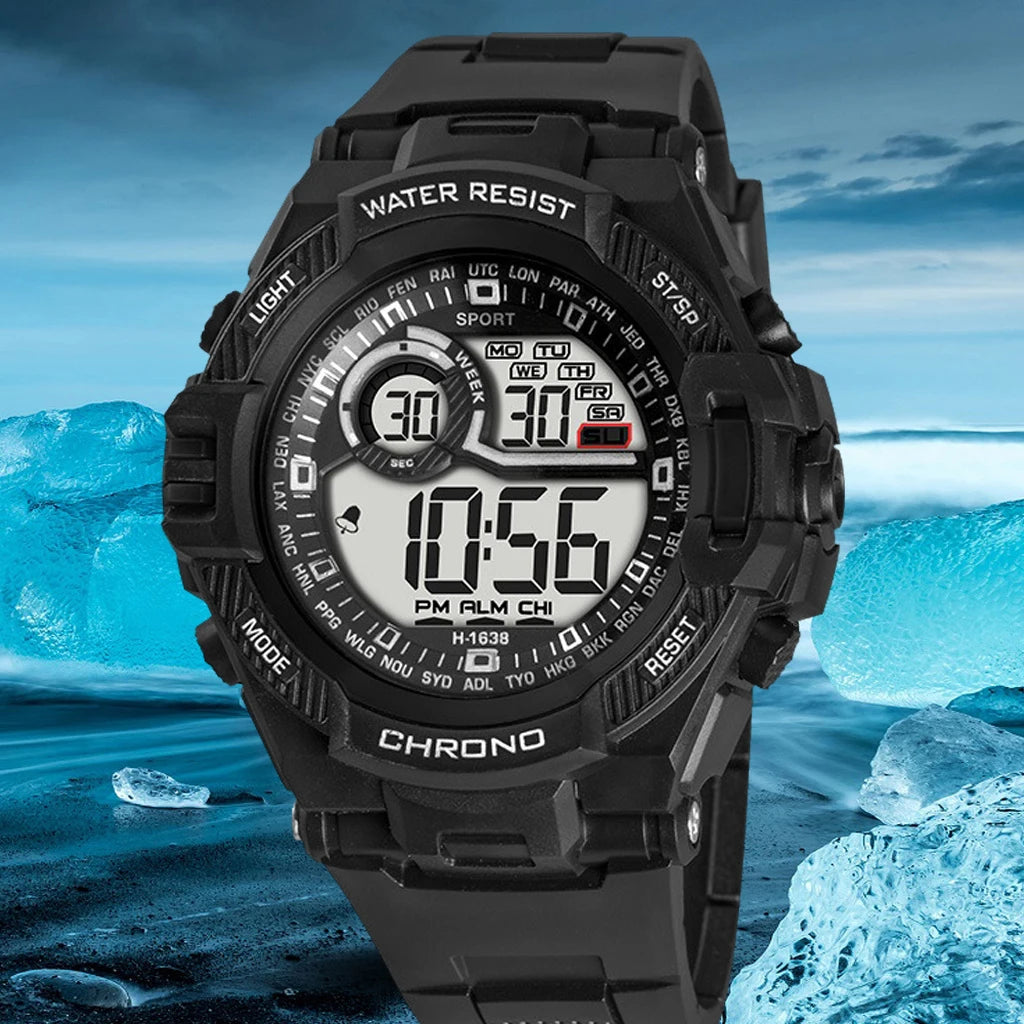 Waterproof Sports Luxury Electronic Watch for Men LED Alarm Military Digital Wristwatch for Boys, Students, and Teens