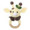 1pc Safety Wooden Baby Teether - Crochet Cartoon Long Ear Bunny Rattler with Mobile Crib Bell | Newborn Teething Toy & Handbell