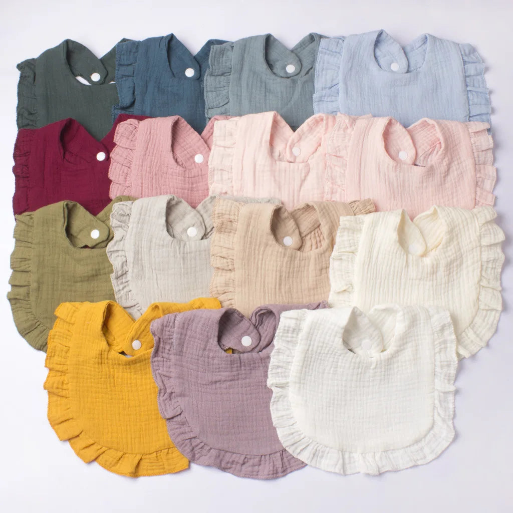 Gauze Baby Bib for Boys & Girls | Pure Cotton Candy Colored Lace Saliva Bib | Soft & Comfortable Solid Color Towel for Babies - Kidzy Market