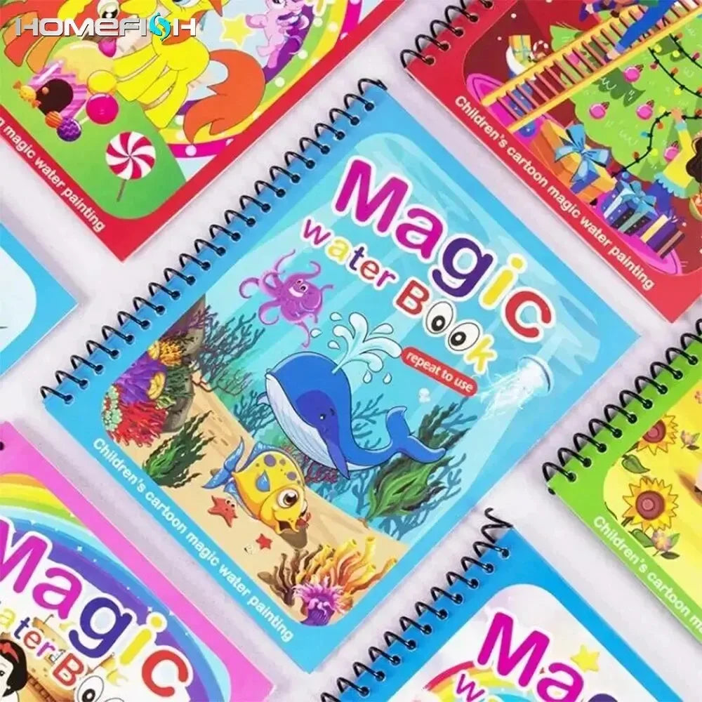 Kids Magic Water Drawing and Coloring Book – Reusable Painting Toy for Boys and Girls