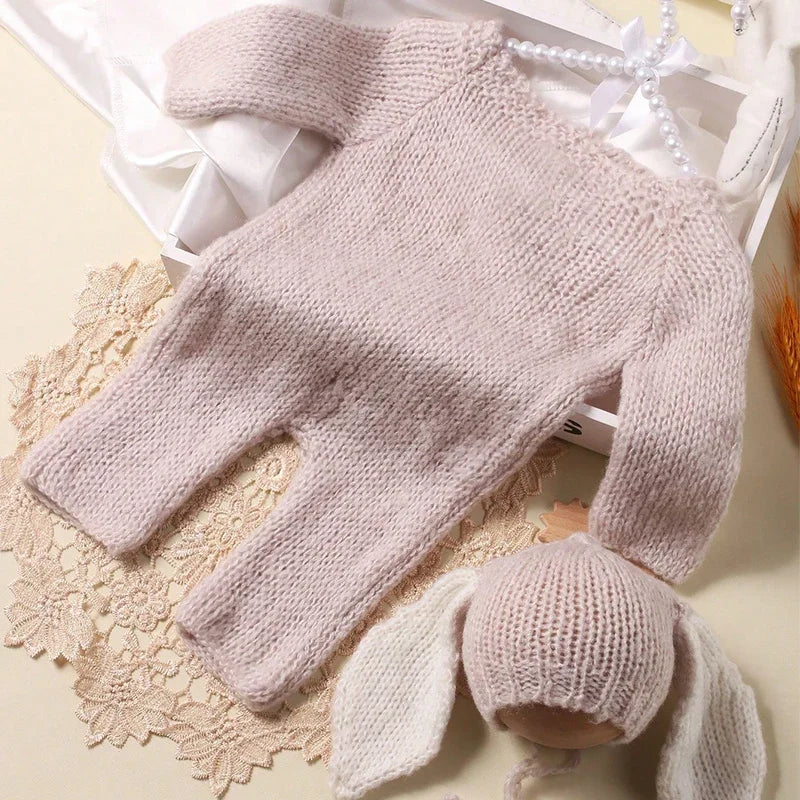 Ylsteed 2-Piece Set Knitted Newborn Rabbit Costume for Photo Shooting – Easter Baby Photography Props