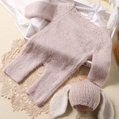 Ylsteed 2-Piece Set Knitted Newborn Rabbit Costume for Photo Shooting – Easter Baby Photography Props