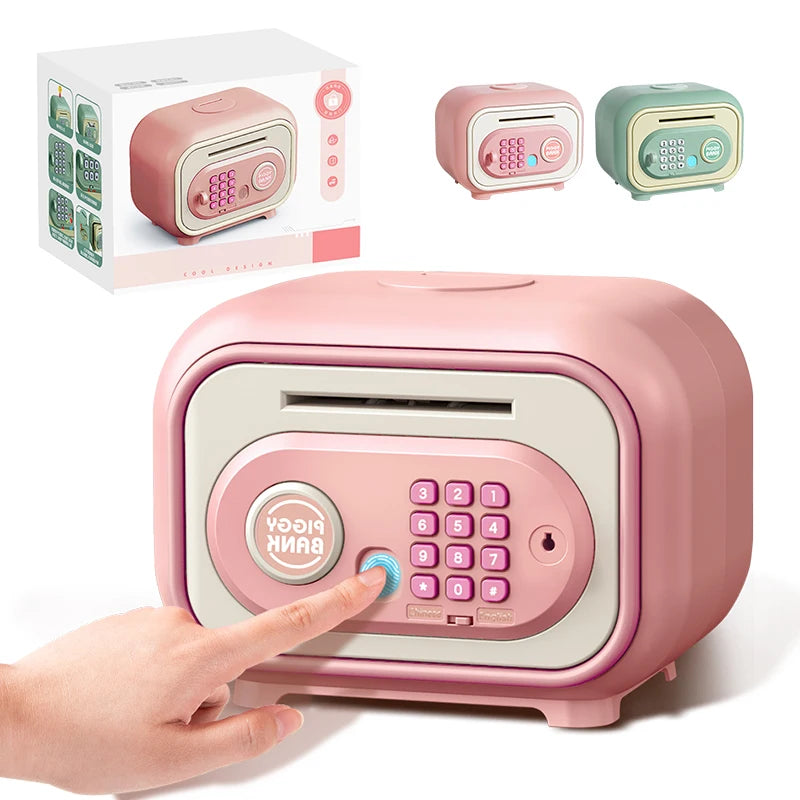 Electronic Piggy Bank for Kids – Mini ATM Cash Money Bank with Password Lock, Banknote Saving Box, Gift for Ages 3+