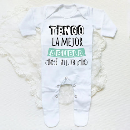 I Have The Best Grandmother in The World Letter Print Baby Sleepsuit – Long Sleeve Casual Soft Infant Romper, Round Neck Jumpsuit