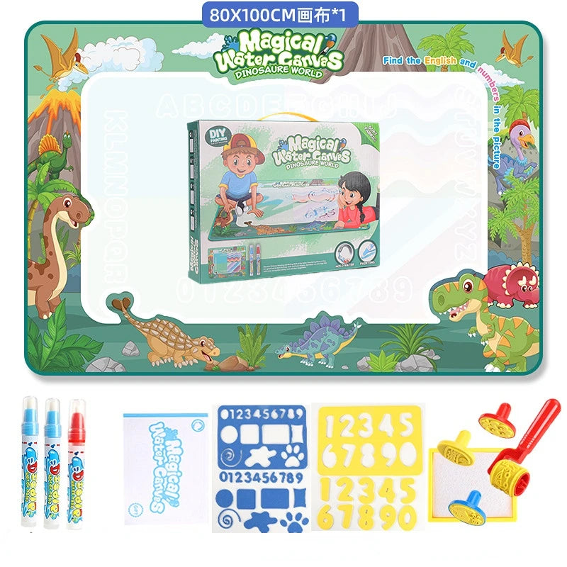 100x80CM Magic Water Drawing Mat – Reusable Doodle and Coloring Board with Magic Pens, Montessori Educational Toy for Kids