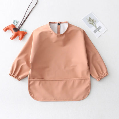 Baby Toddler Long Sleeve Waterproof Art Smock Feeding Bib with Pocket – Scarf Apron, Burp Cloth & Bandana Bib for Boys and Girls - Kidzy Market