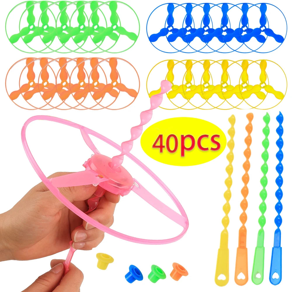 Flying Bamboo Dragonfly Toy – 20–40 Pack, 11 in (28 cm) Hand-Launch Friction Propeller Helicopter for Kids & Adults Outdoor Gift