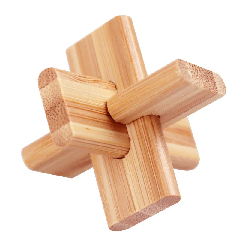 Wooden Kong Ming Lu Ban Lock – Montessori 3D IQ Puzzle for Kids and Adults