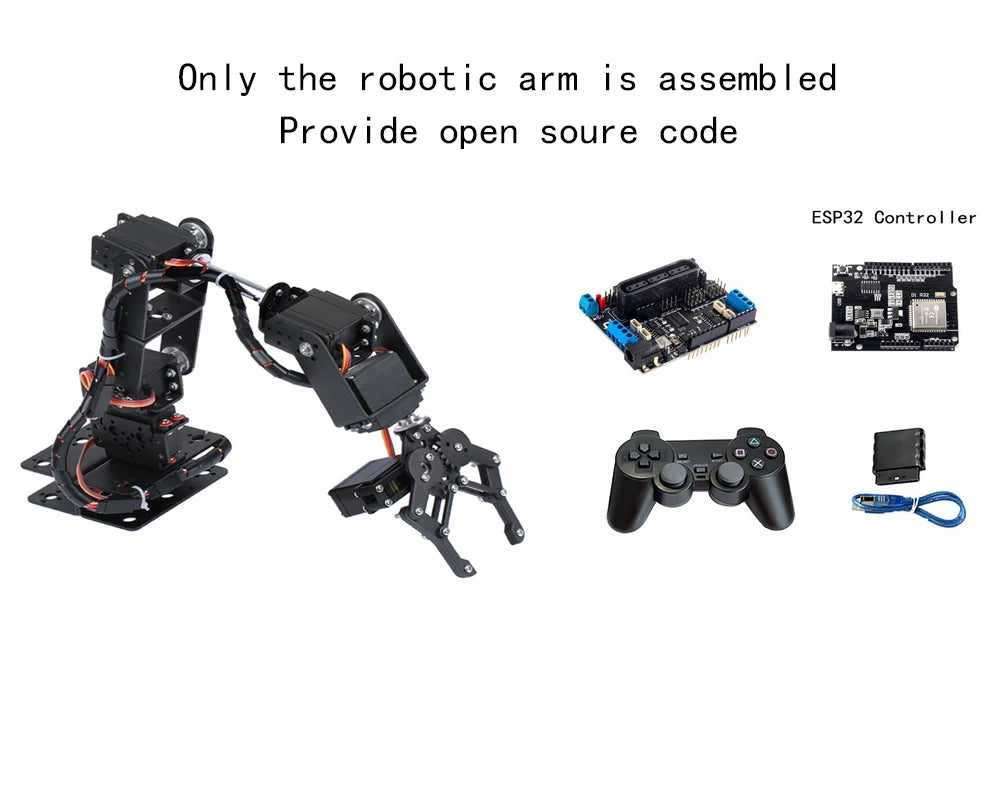 360° 6 DOF Robot Metal Alloy Mechanical Arm Claw Kit MG996R for Arduino, Robotics Educational Kit, PS2 Programmable Toy