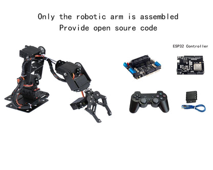 360° 6 DOF Robot Metal Alloy Mechanical Arm Claw Kit MG996R for Arduino, Robotics Educational Kit, PS2 Programmable Toy