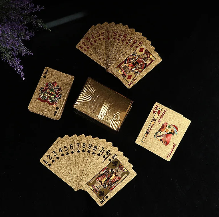 24K Gold Waterproof Playing Cards - Plastic Poker Deck, PET Table Game for Halloween & Christmas, Family Game Night Gift