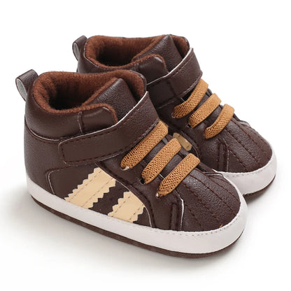 New 0-18M Baby Shoes – Newborn Infant Toddler Casual PU Leather First Walkers, Cotton Sole Anti-Slip Crib Shoes