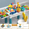 Creativity DIY 6-in-1 Double-Sided Kids Activity Table and Chair Set – Multi-Purpose with Storage, Toddler Building Blocks Toy Gift