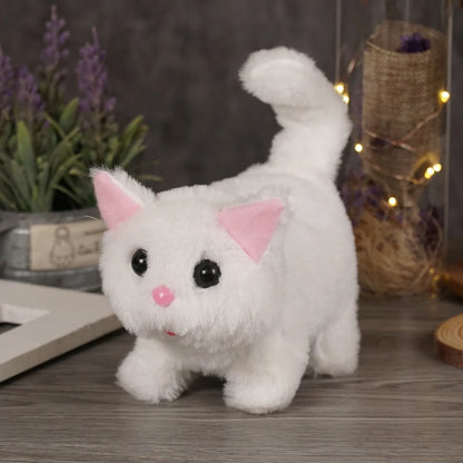 Simulation Interactive Cat Plush Toy – Walking, Tail Wagging, Head Shaking – Electronic Stuffed Doll Gift