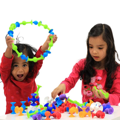 Montessori Animal Silicone Soft Building Blocks – DIY Suction Cup Assembly for Sensory Play and Educational Toy for Children