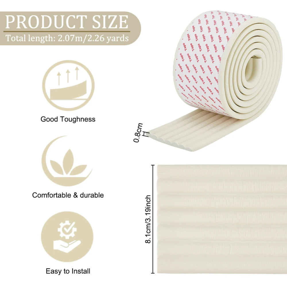 6.8 Feet Black Bunk Bed Ladder Pads, Soft Adhesive Ladder Covers, 81mm Wide Replacement Pads