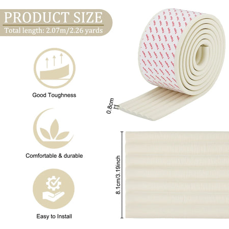 6.8 Feet Black Bunk Bed Ladder Pads, Soft Adhesive Ladder Covers, 81mm Wide Replacement Pads