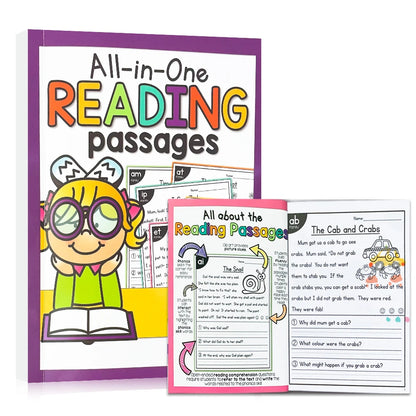 Kids English Phonics Exercise Book – I Can Read Sentences Educational Workbook for Children Montessori Teaching Aid