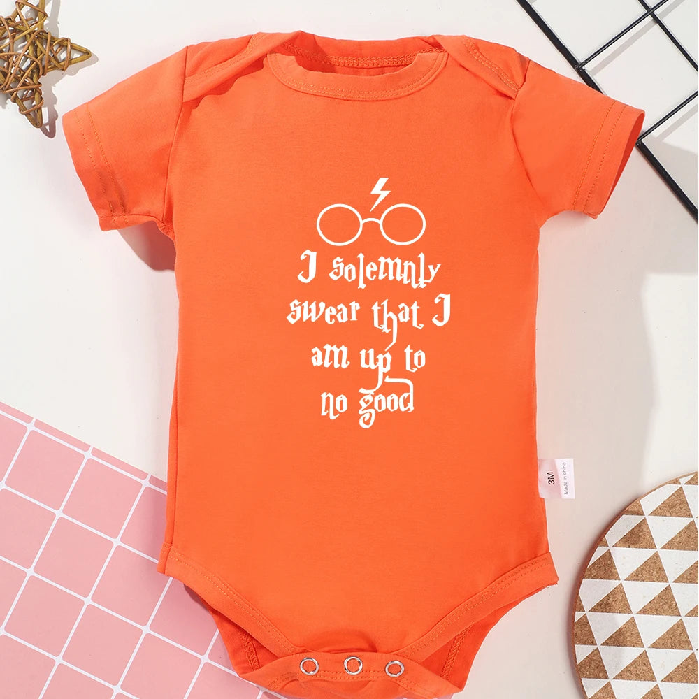 Funny White Letter Cotton Newborn Bodysuit for Baby Boys & Girls – Comfy, Soft & High-Quality Summer Clothes for Infants