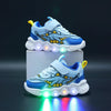 LED Light-Up Kids Sneakers – Breathable Mesh Casual Trainers for Boys & Girls, Hook & Loop Closure (Ages 4–6)