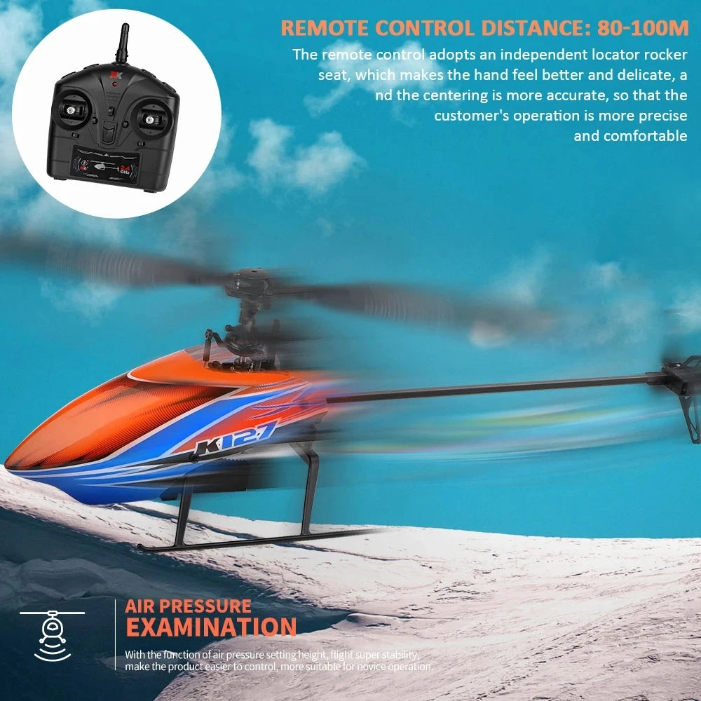 WLtoys XKS K127 RC Helicopter – 6-Axis Gyroscope 2.4G 4CH Mini Single Blade RC Toy