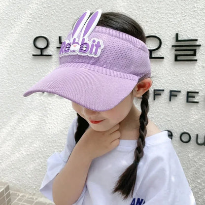Kids Bunny Ear Sun Hat - Adjustable Rabbit Wings Visor, Cotton-Blend Sun Hat for Boys & Girls (Ages 3-12)