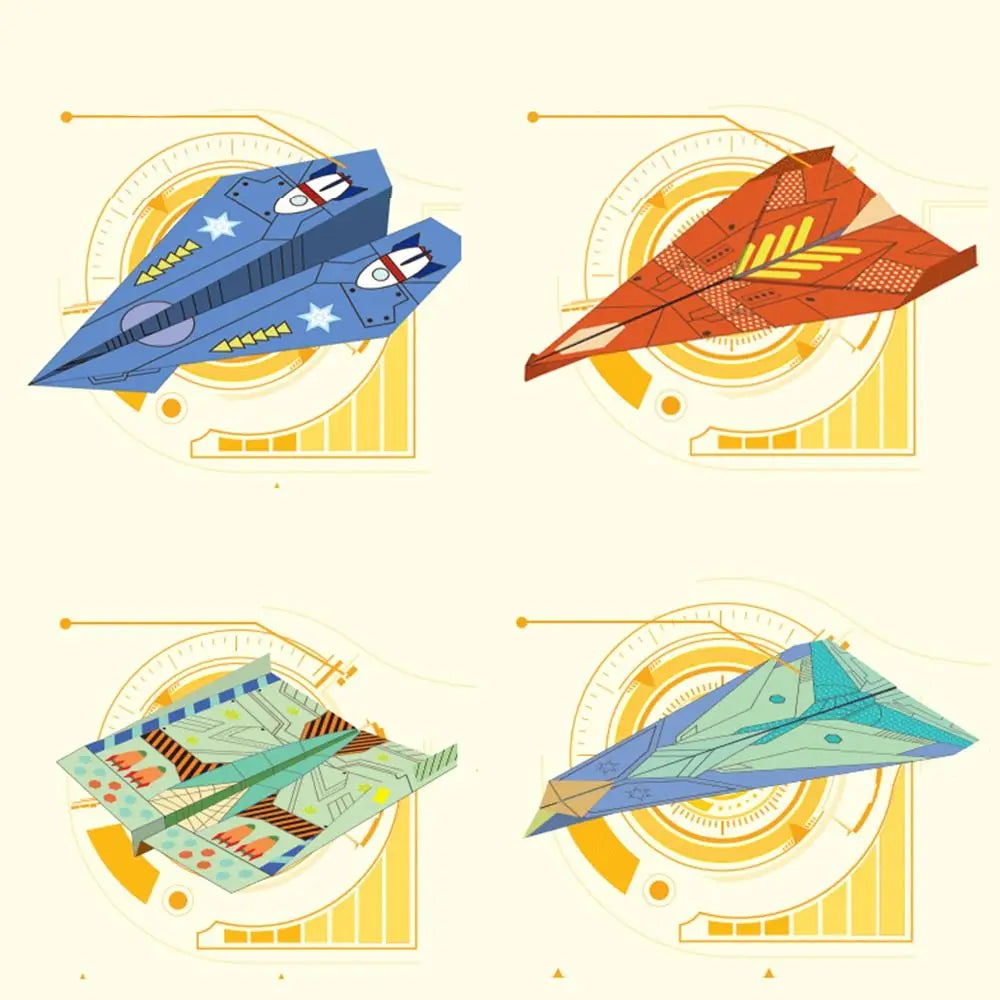 Cartoon Airplane Origami Toy Colorful Paper with Tutorial 3D Handmade Educational Material