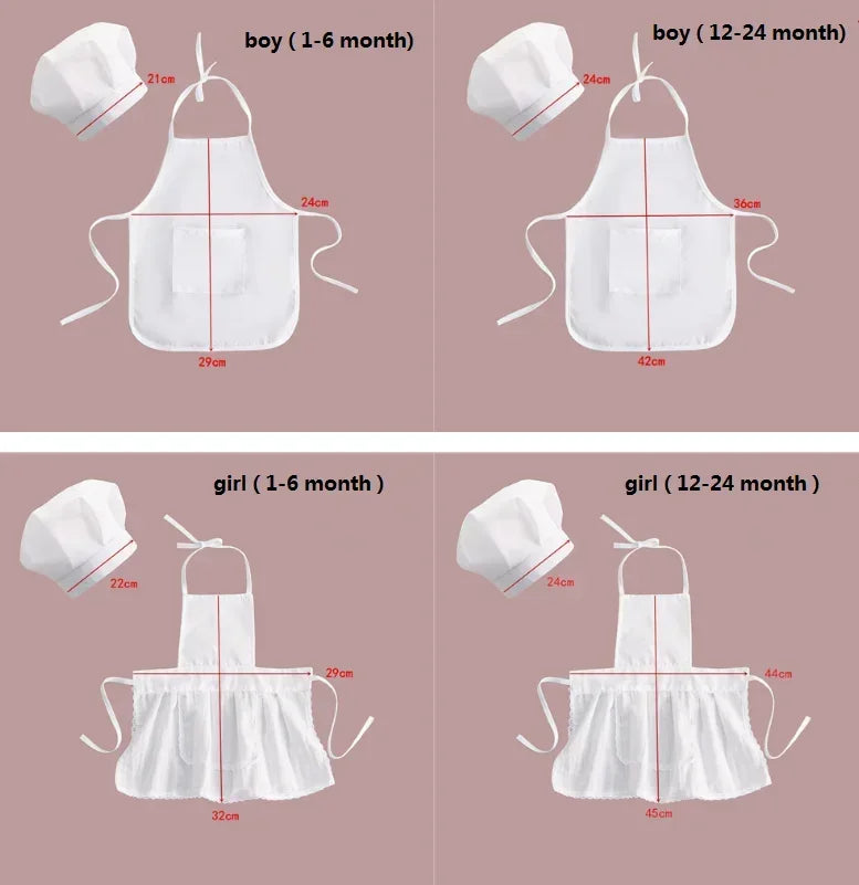 Baby Chef Apron & Hat Set – Cute Baby Cook Costume for Newborn Photography Prop & Outfit