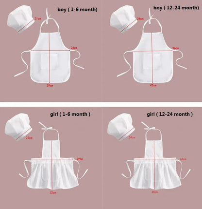 Baby Chef Apron & Hat Set – Cute Baby Cook Costume for Newborn Photography Prop & Outfit