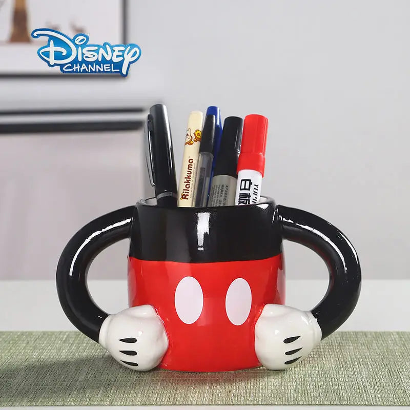 Disney Mickey & Minnie Ceramic Mug — Cartoon Pen Holder & Kids Drinking Cup, Desk Organizer Gift