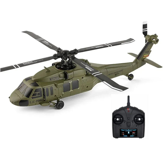 WLtoys K170 UH-60L RC Helicopter – 2.4G 4CH 6-Axis Gyro Brushless Motor Military Green RTF