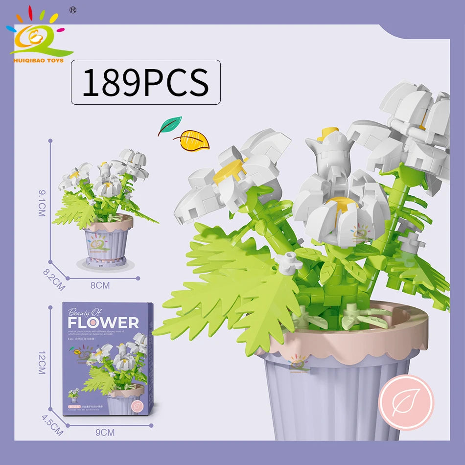 Eternal Bouquet Micro Building Blocks – DIY Flower Model Brick Toy for Kids, Home Desk Decoration