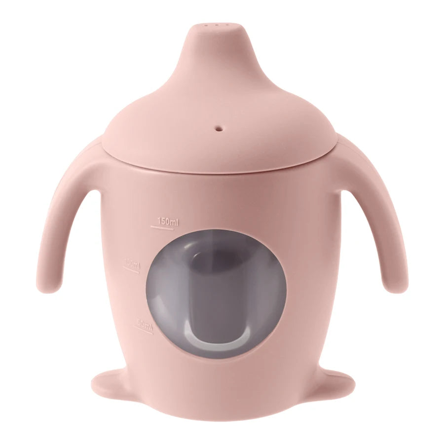 1PC Baby Silicone Sippy Cup, Cartoon Penguin Shape, Transparent Baby Water Bottle, Portable Baby Tableware BPA-Free
