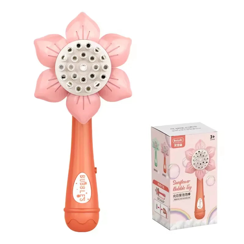 Sunflower Bubble Machine – 23-Nozzle Battery-Operated Bubble Blower for Kids, Outdoor Party Toy