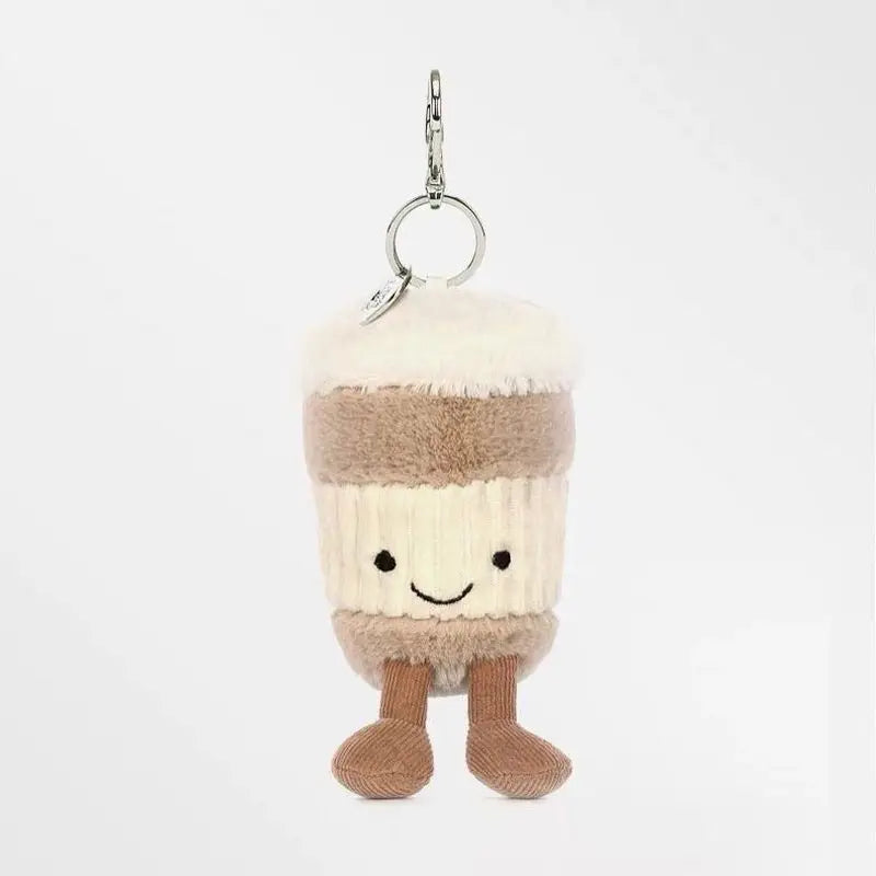 15cm Jelly Cat Coffee Cup and Sunflower Plush Pendant Keychain, Cute Bag Decoration Gift