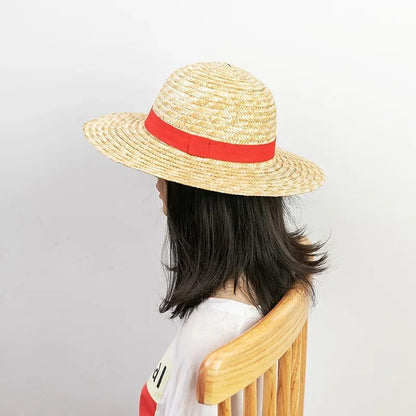 Anime Luffy Straw Hat Cosplay Sun Cap – Unisex Kids Parent-Child Summer Sunshade (30–35 cm / 11.8–13.8 in)