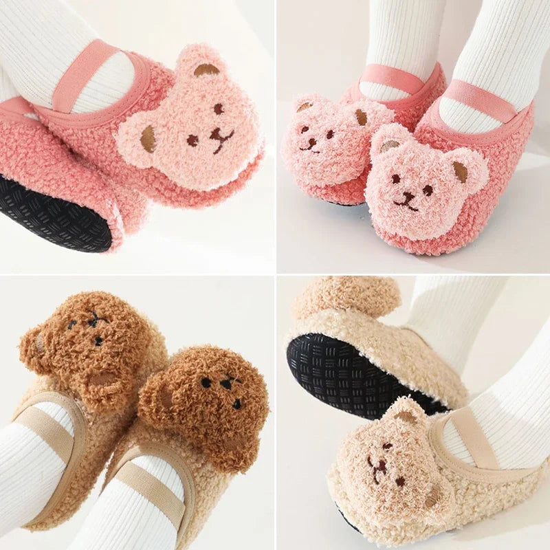 Winter Infant Anti-Slip Floor Socks – Soft Bottom Baby Walking Shoes with Cute Cartoon Bear