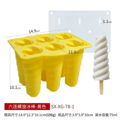 Silicone Spiral Popsicle Molds 4-Cell Reusable BPA Free Ice Pop Maker