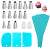 Reusable Silicone Piping Bags and Stainless Steel Nozzle Cake Decorating Set
