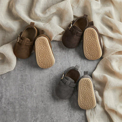 Tregren 0-18M Newborn Baby First Walking Shoes Soft Cow Suede Sole Rubber Non-Slip Walking Shoes Boys Girls Casual Flats
