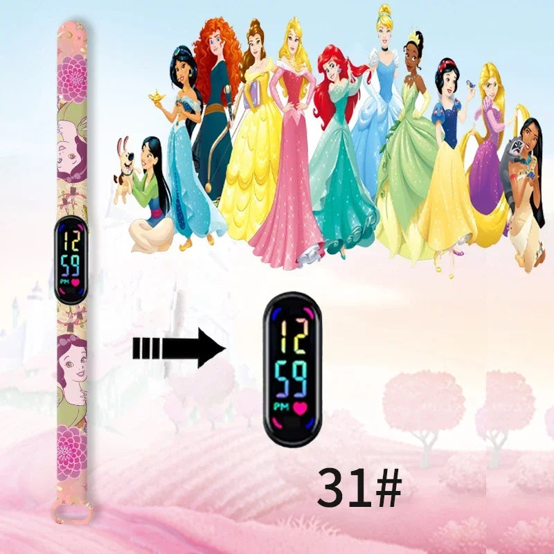 Disney Princess Frozen Elsa Kids Digital Watch Cartoon LED Touch Waterproof Electronic Birthday Gift Toy